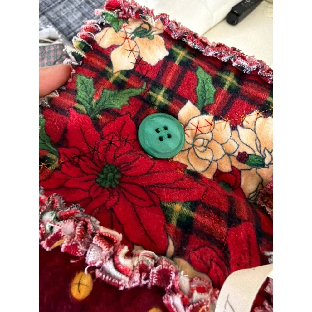 Handmade Christmas Tree Rag Quilt Rustic Holiday Patchwork Throw 50x66